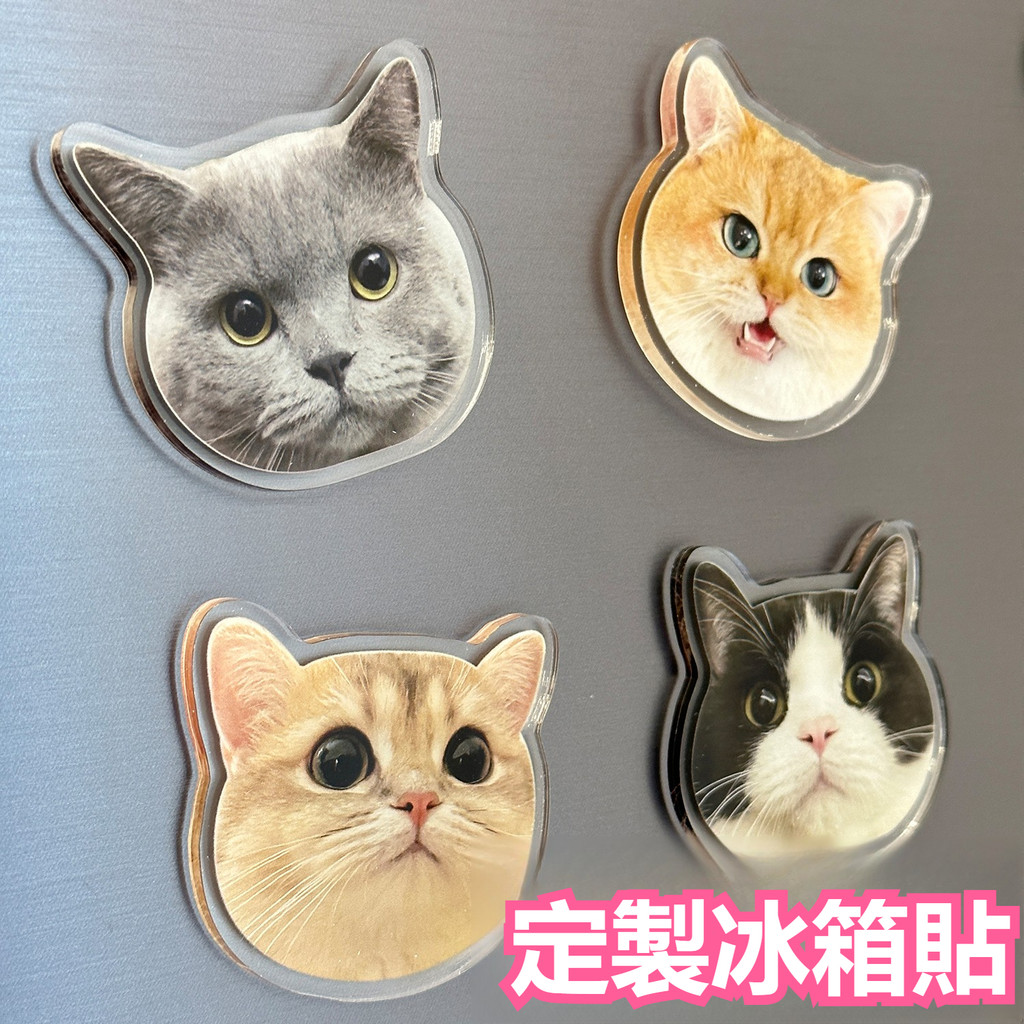 【來圖定製】亞克力冰箱貼 定製照片 寵物小貓咪狗狗 立體高級感治癒系 磁鐵貼 冰箱磁鐵 客製化冰箱貼