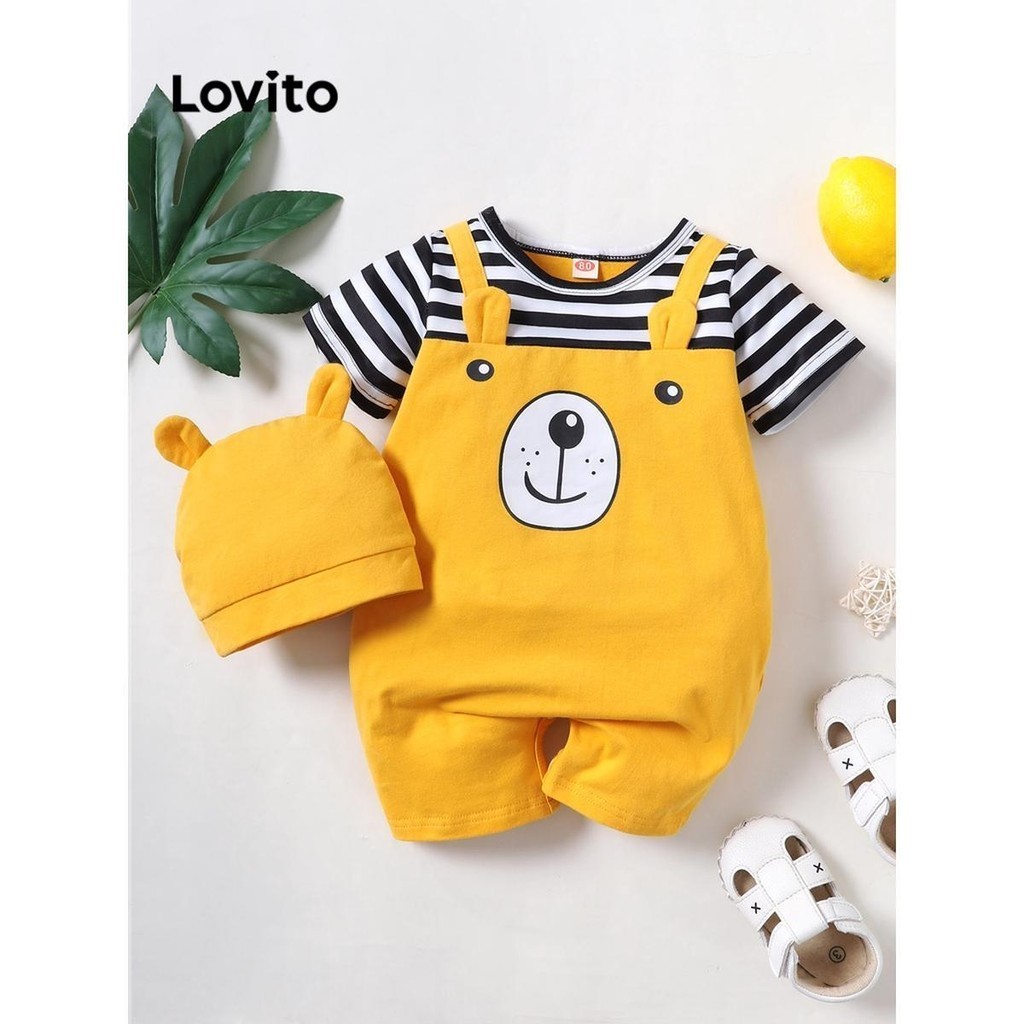 Lovito 嬰幼兒休閒卡通圖案拼色連身衣 LCC06157