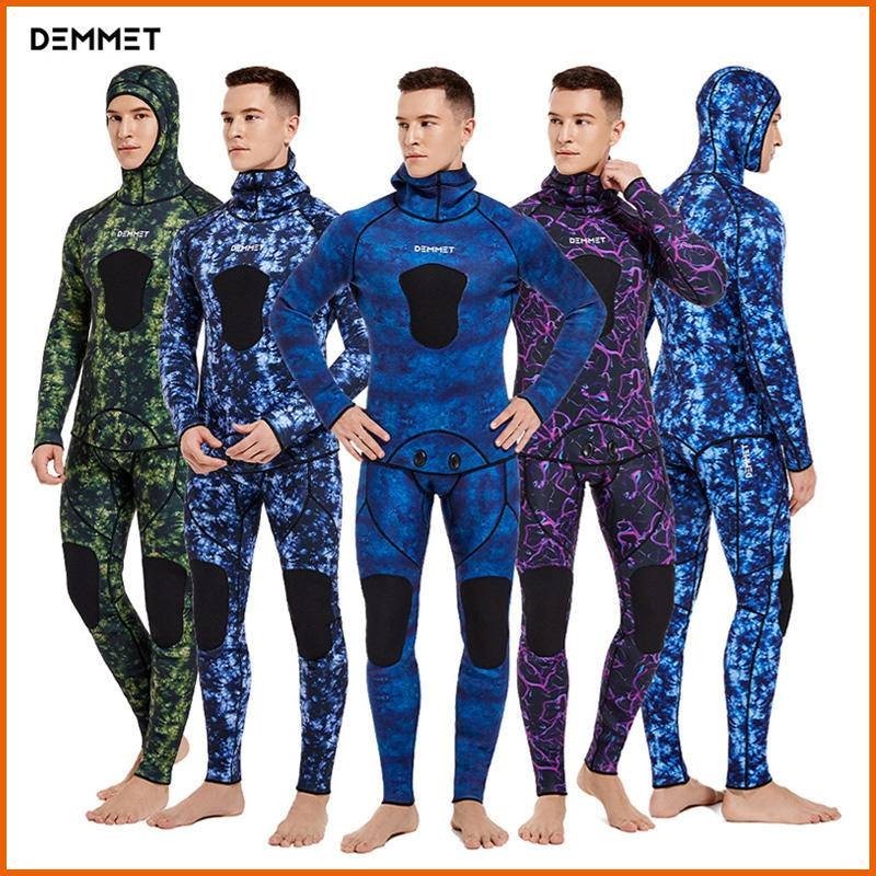 現貨 DEMMET 3mm 潛水衣 男 迷彩 兩件套 保暖 防寒衣 獵魚服 水母衣 衝浪衣 戶外 潛水