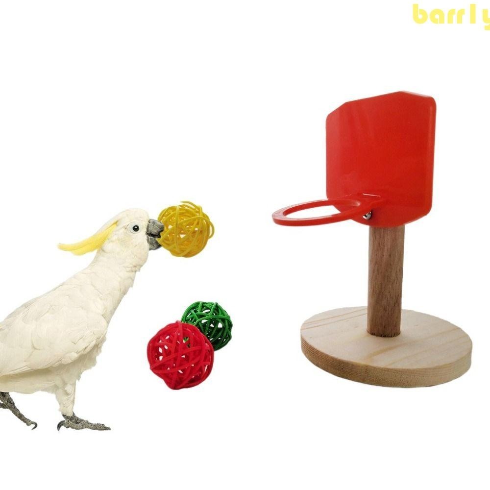 BARR1Y小鳥迷你籃子框架玩具,耐咬木材/塑料小鳥玩具籃球玩具,鸚鵡籃球架用咀嚼球迷你籃球圈鸚鵡玩具