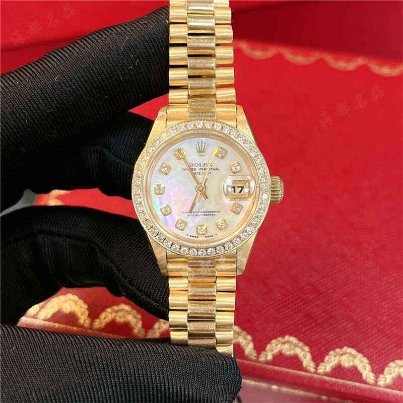 Rolexx Watches 手錶女日誌型黃金後鑲鑽自動機械女士腕錶69178