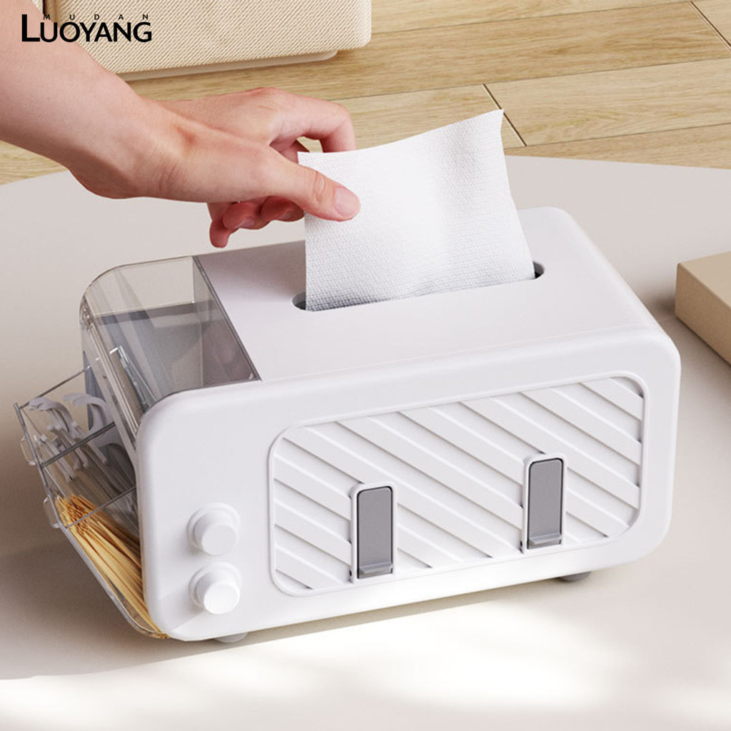 洛陽牡丹 創意帶手機支架多功能收納盒白色輕奢風彈簧紙巾盒客廳廚房抽紙盒