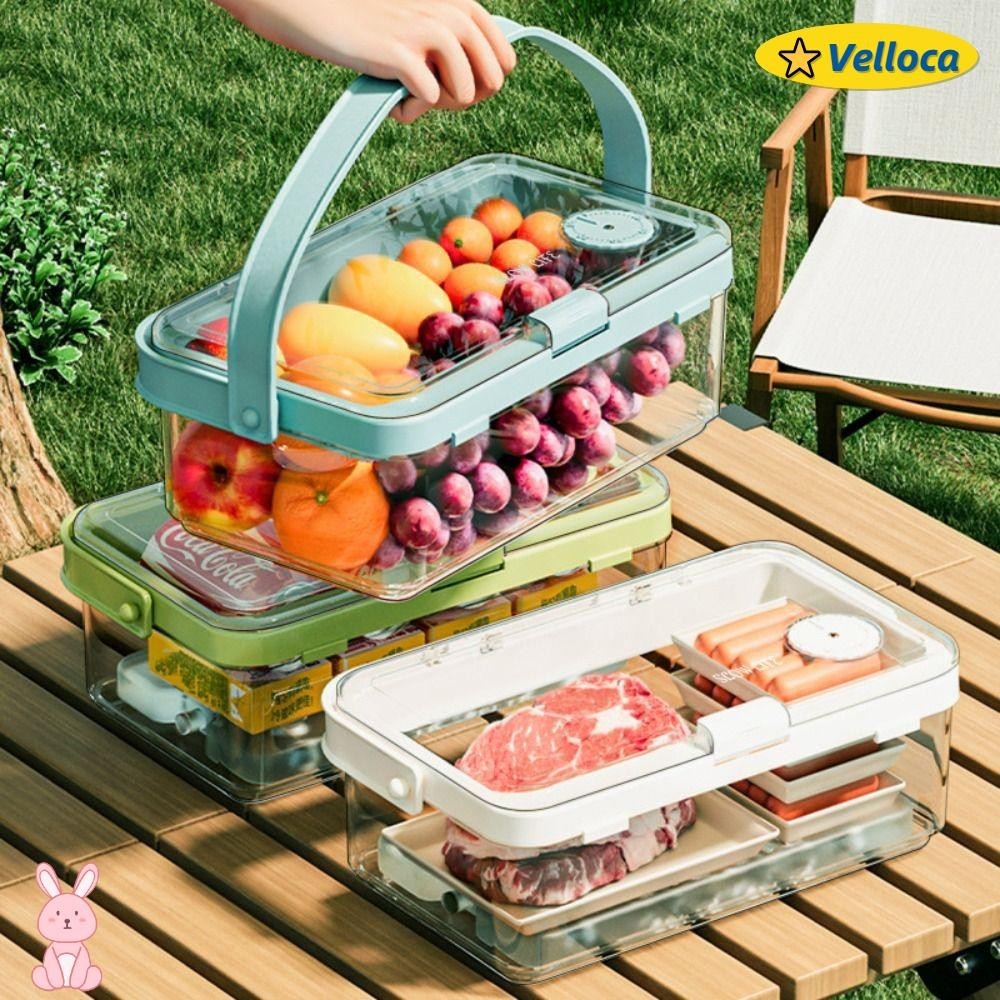 VELLOCA1便攜式保鮮盒,密封保鮮盒冰箱保鮮盒食物儲存盒,時尚帶手柄透明儲存容器雜糧蔬菜