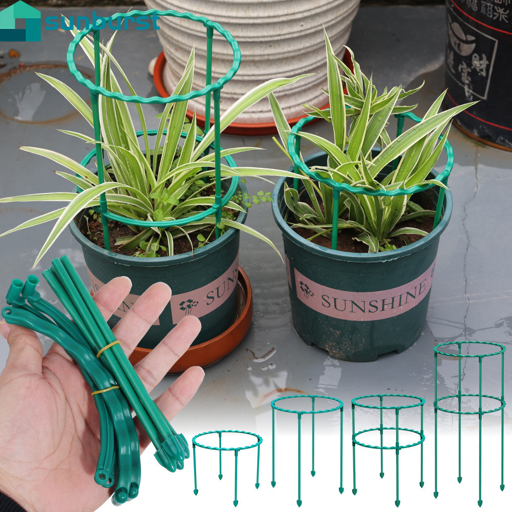 4/8 件塑料植物支撐樁 - 陽台花架 - 花籠架 - 溫室佈置 - 圓形支撐架 - 固定桿 - 園藝護理架