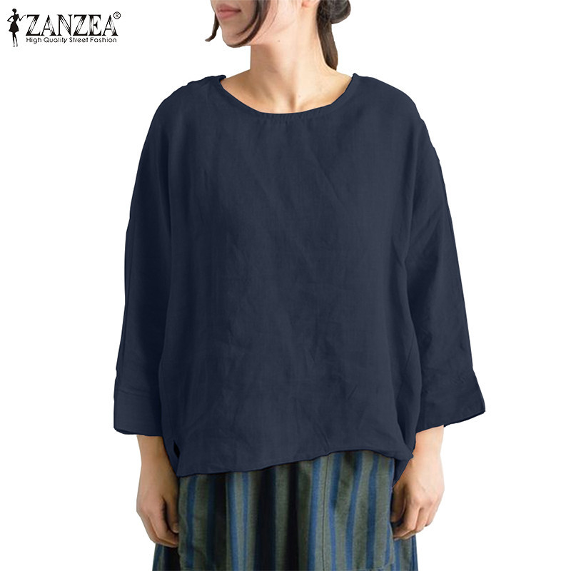 Zanzea 女式時尚假日 O 領蝙蝠袖襯衫