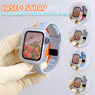 透明錶殼和矽膠錶帶運動錶帶手鍊 correa 保護套相容 Apple Watch Ultra 2 49mm 44mm 4
