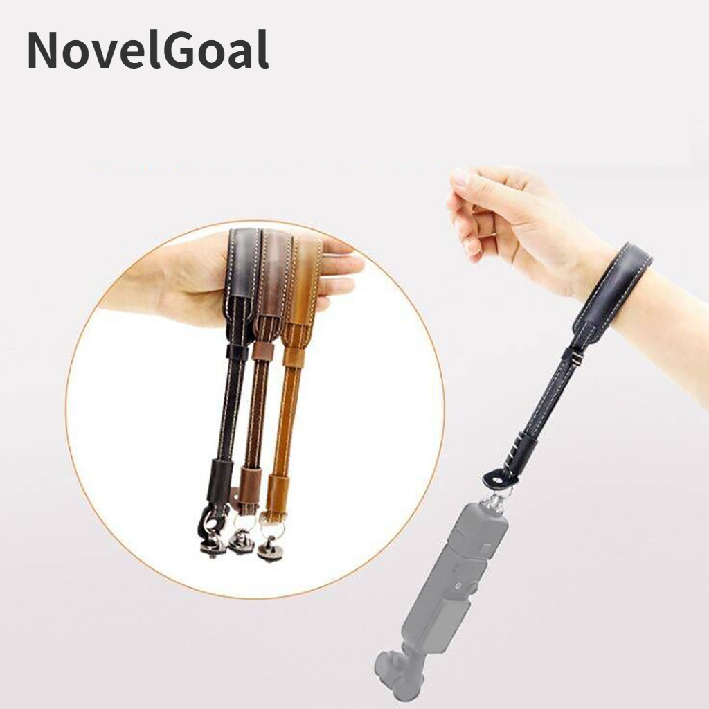 Novelgoal PU 皮革腕帶適用於 DJI Pocket 3 手掛繩手持式帶 1/4 螺絲腕帶,適用於 Pocke