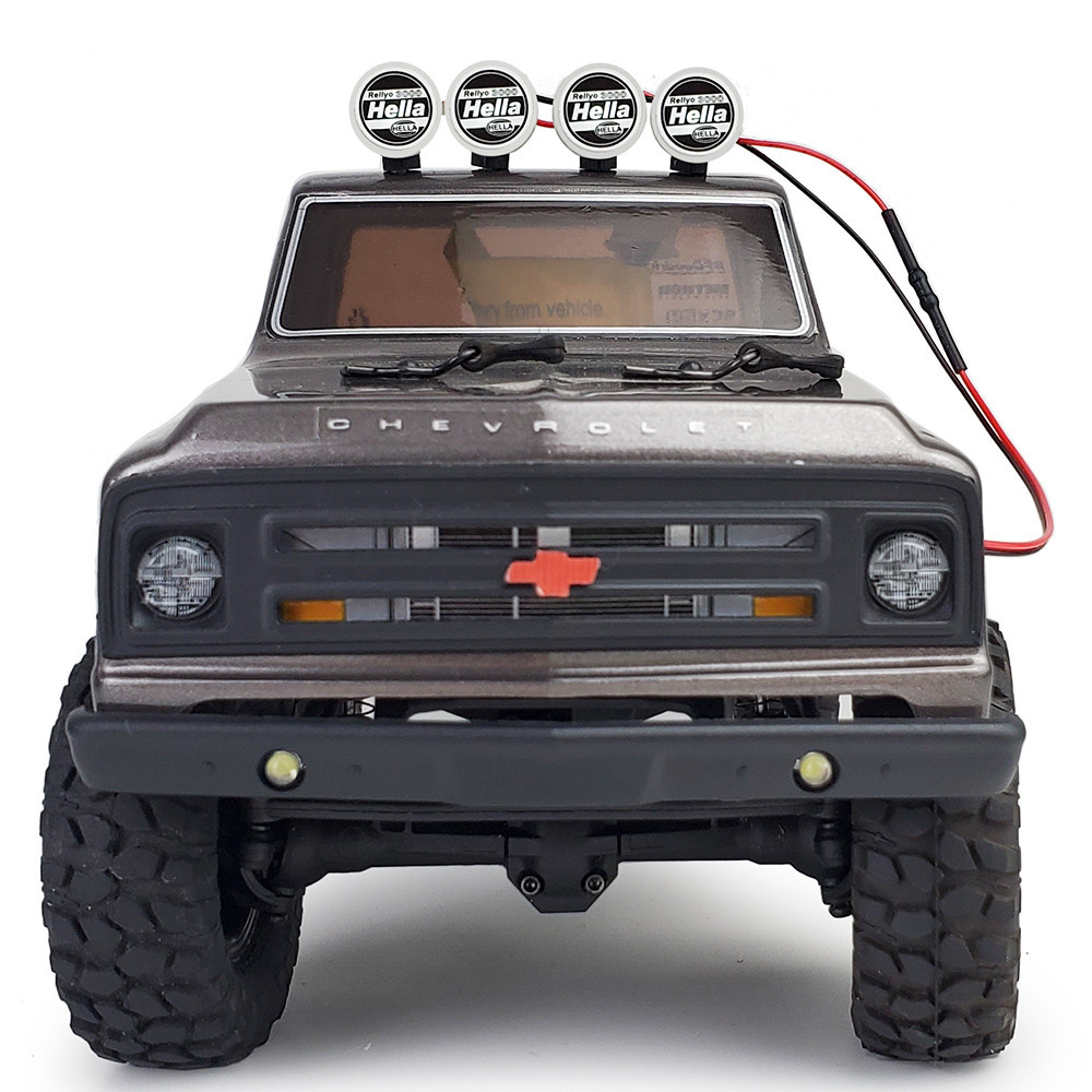 遙控車升級零件車頂燈海拉貼紙 LED 燈圓形頭燈適用於 1/24 遙控履帶車 SCX24 AXI00001