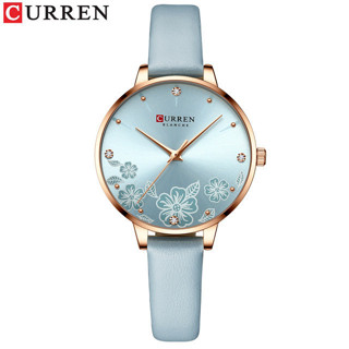CURREN/卡瑞恩9068時尚簡約個性手錶女士皮帶腕錶鑲鑽花朵