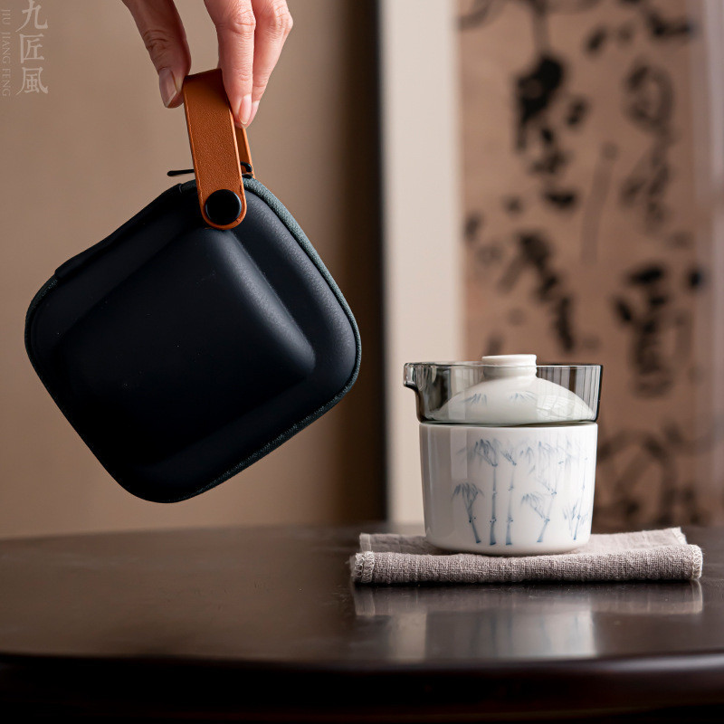 茶具組 手繪快客杯 旅行茶具 戶外便攜式茶杯茶壺套裝 禮品
