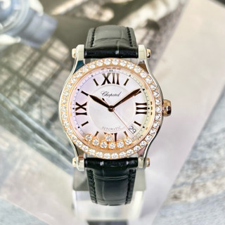 快樂鑽系列 18K玫瑰金鑲鑽36mm石英手錶 腕錶