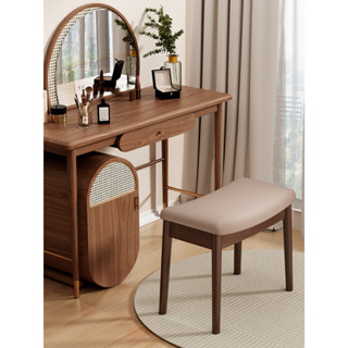 實木凳子家用化妝凳女生卧室梳妝台椅子現代簡約網紅化妝椅馬鞍凳