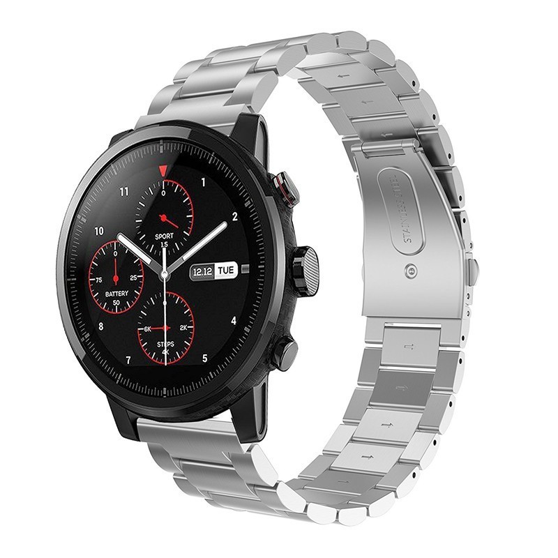 22MM錶帶通用鋼帶 華為watch 3 pro金屬錶帶 小米華米Amazfit GTR2三株不鏽鋼表带三星S3錶帶