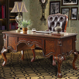 歐式實木書桌家用美式復古老闆書房寫字台電腦桌辦公桌書桌椅組合桌 書桌 桌子 學習桌 寫字桌 實木桌