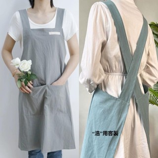【客製化】【圍裙】圍裙日韓系 復古 時尚 男女工作服 新款 純棉廚房家用 訂製logo印字
