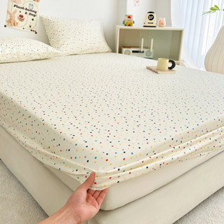 小清新波點印花純棉床包 精梳棉床單 雙人 加大床包 100%純棉枕頭套