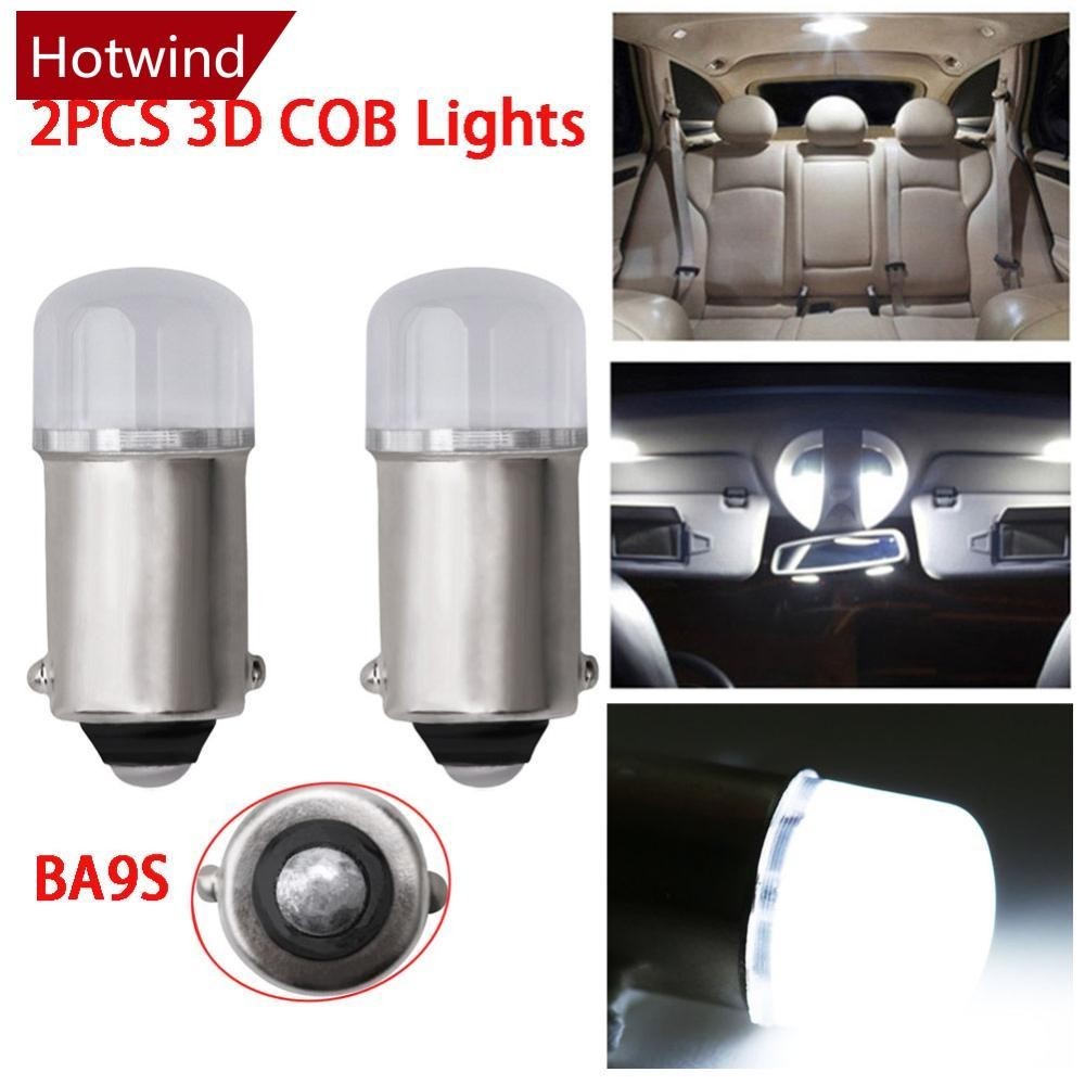 Hotwind 2Pcs 超亮 12V 汽車 LED 燈陶瓷 COB LED 燈泡 BA9S T4W 汽車牌照燈閱讀燈白
