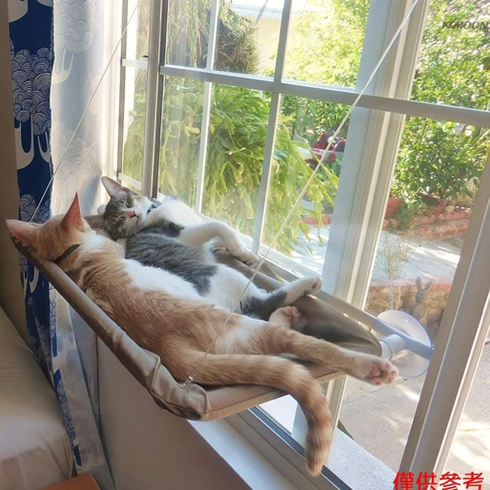 貓窗鱸魚吊床窗戶安裝貓床冷卻透氣帆布吸盤日光浴吊床貓狗