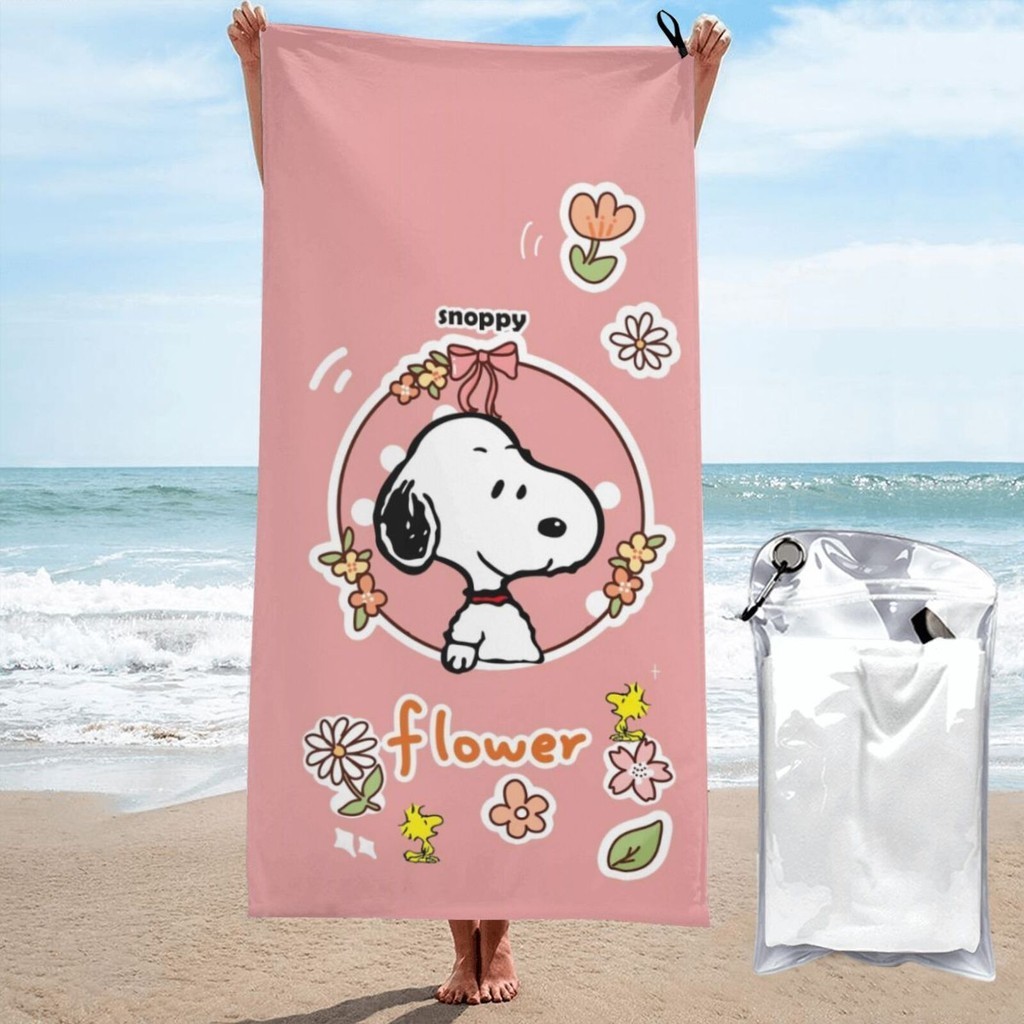 史努比沙灘巾 70x140 厘米吸水浴巾超細纖維速乾游泳巾