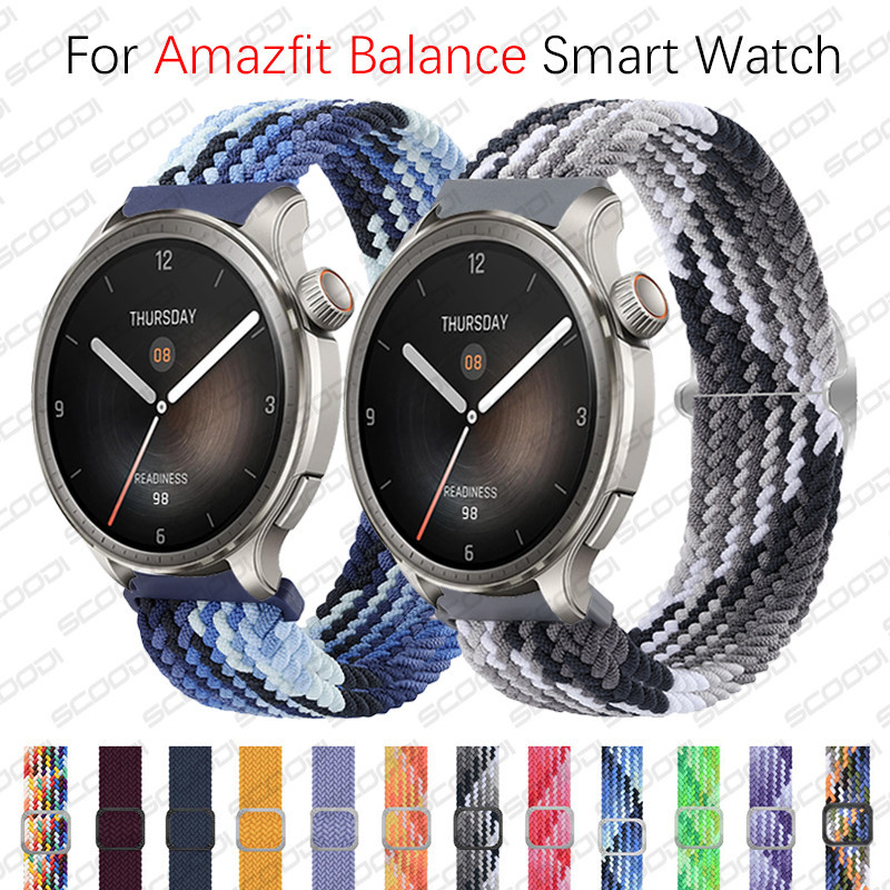 適用於 Amazfit Balance Smartwatch 彈性錶帶的可調節編織單環尼龍錶帶