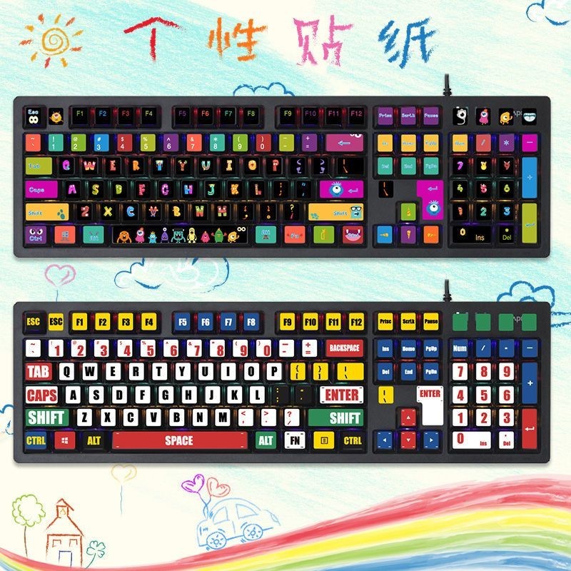 ⋞鍵盤貼紙⋟現貨 K835羅技K845臺式電腦鍵盤貼紙按鍵貼個性女生粉色裝飾訂製中國風