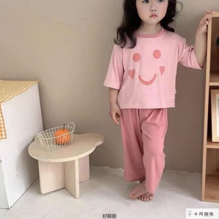 『兒童睡衣』夏季睡衣 居家服套裝 男童睡衣 女童睡衣 兒童家居服套裝春夏輕薄透氣男童女童莫代爾睡衣女孩A類空調服棉 HL