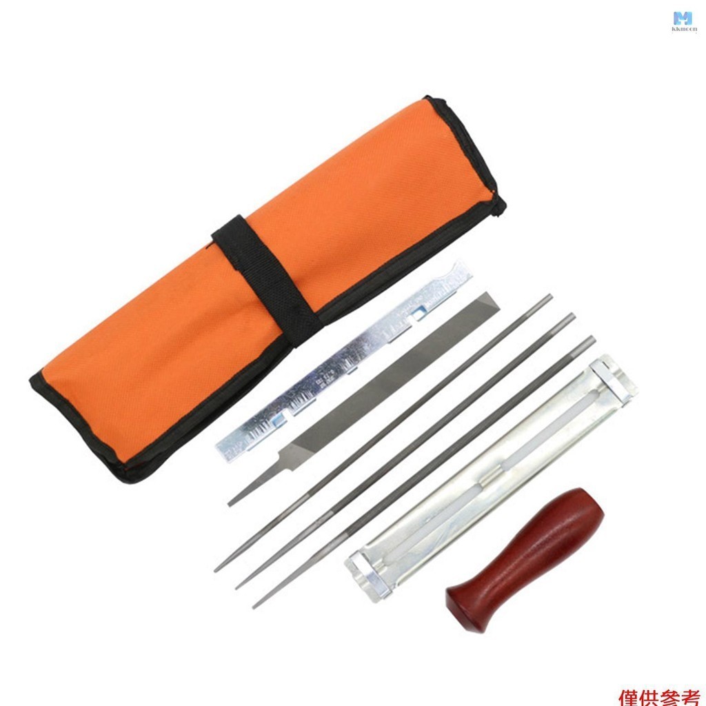 Kkmoon 8 PCS 電鋸磨刀銼套件用於磨刀電動鏈鋸的手動工具包括 5/32 3/16 7/32 英寸圓形銼刀、平銼