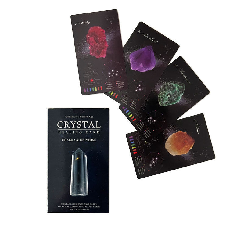 大尺寸12X7cm水晶行星神谕卡 桌遊 英文桌遊 卡牌遊戲 planet crystal energy占卜 聚會游戲 卡