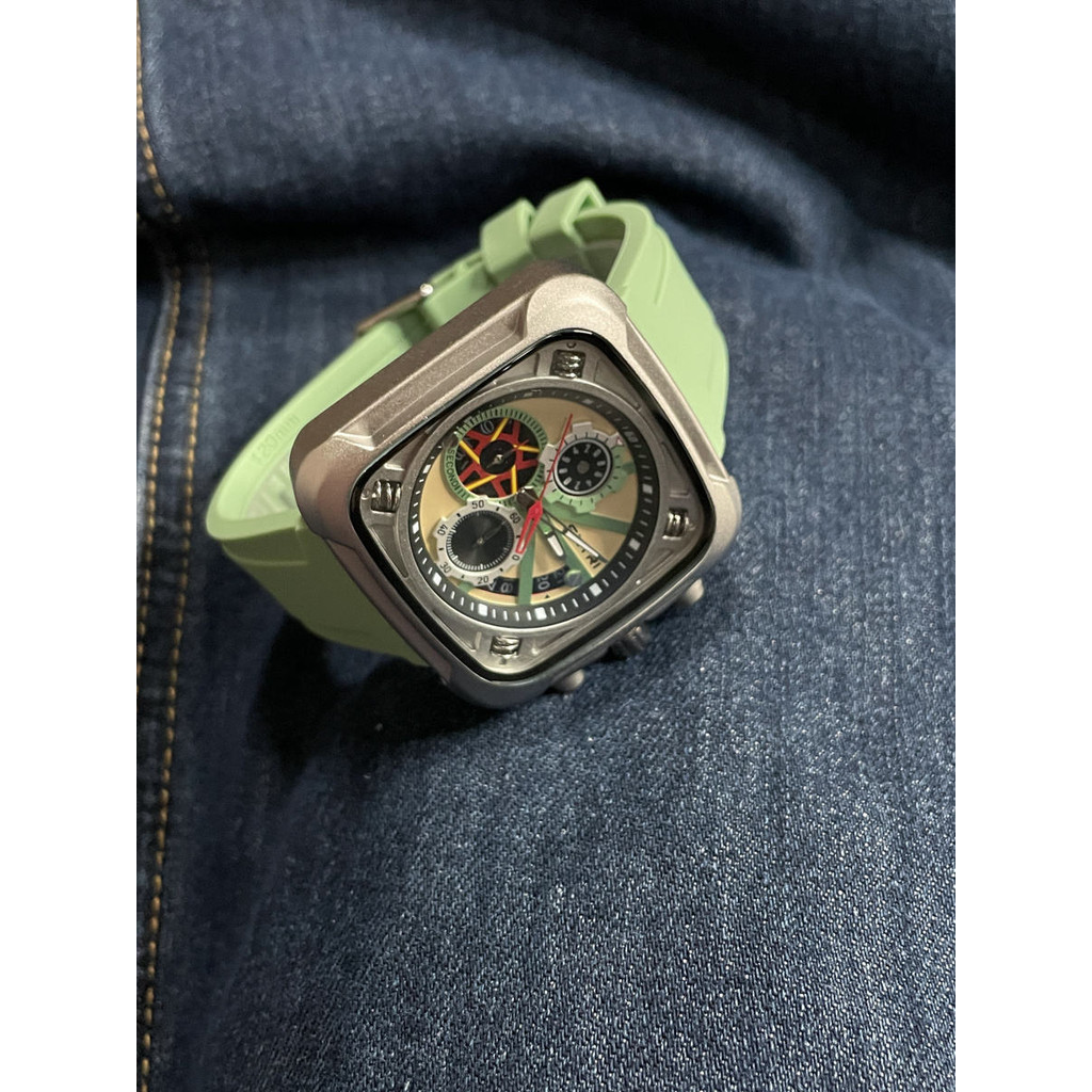 蟲洞概念方形手錶男大錶盤運動機械錶男士名牌正品男款時尚男錶潮