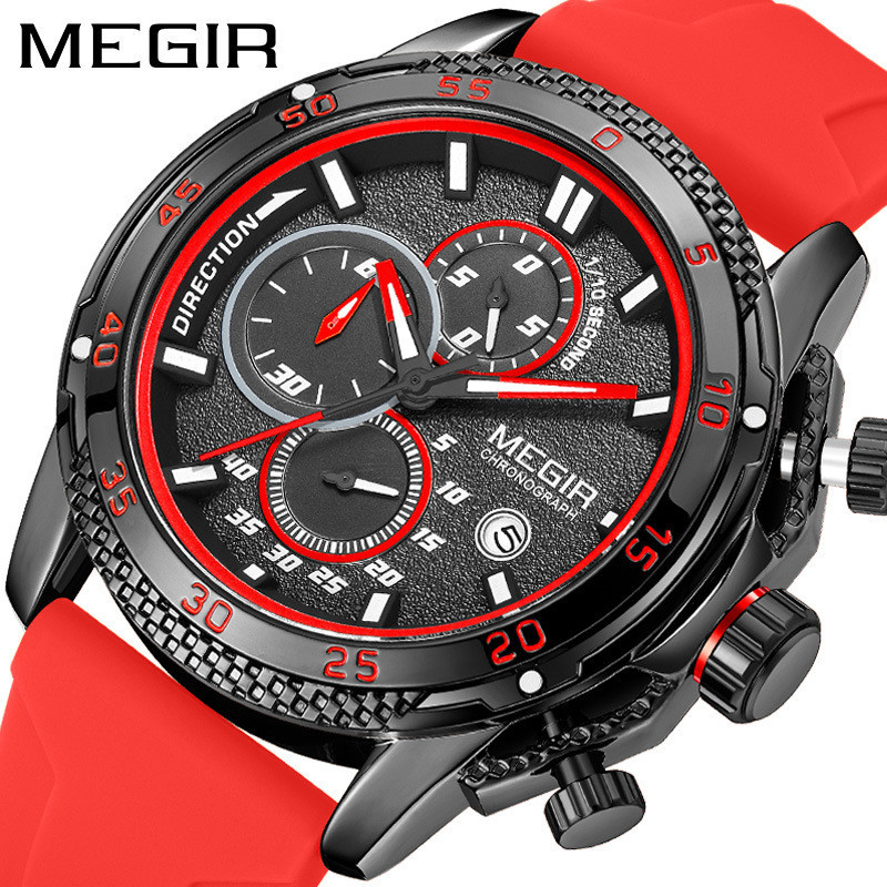 美格爾MEGIR手錶男 時尚多功能防水夜光矽膠運動表石英錶2211