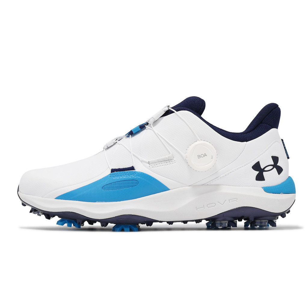 Under Armour 高爾夫球鞋 Drive Pro BOA 防水 旋鈕 白 藍 男鞋 ACS 3027088100