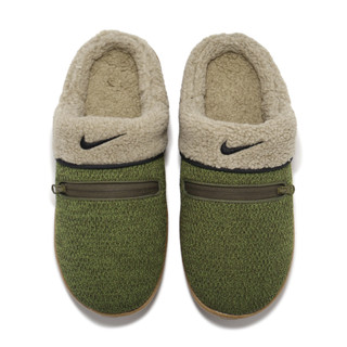 Nike 拖鞋 Burrow SE 棕 綠 男鞋 拉鍊 毛毛拖 保暖 麵包鞋 室內外 【ACS】 DR8885-300