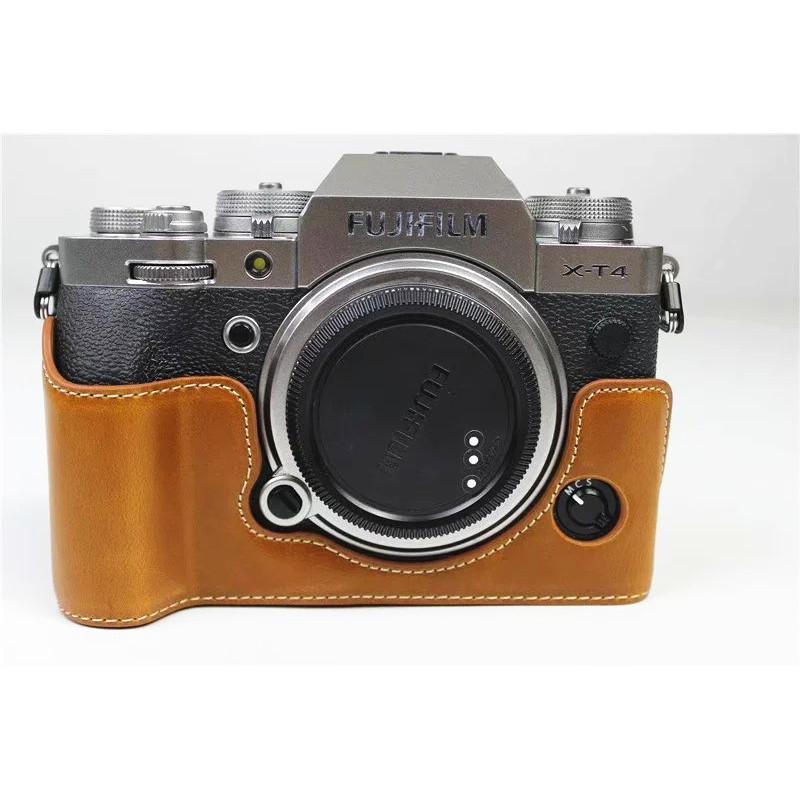適用富士微單相機XT4 X-T4底座相機包皮套底座 XT4半套+可拆電池