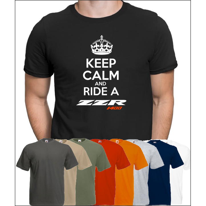 KAWASAKI Keep Calm And Ride A Zzr 1400 T 恤川崎 T 摩托車騎手