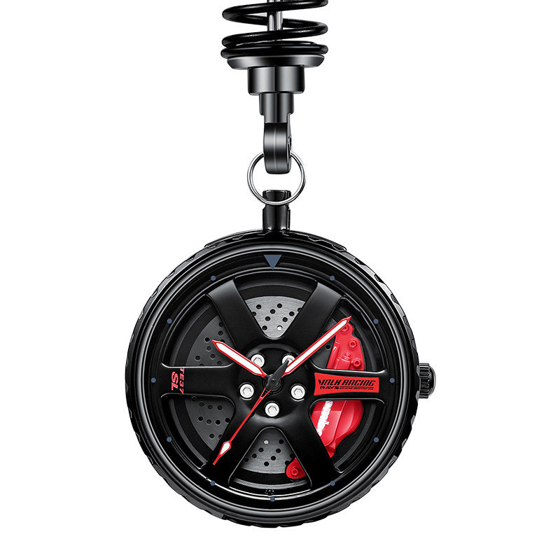 現貨  SVJ汽車改裝輪轂懷錶  立體鏤空防水夜光液壓TE37輪轂手錶  時尚機械懷錶
