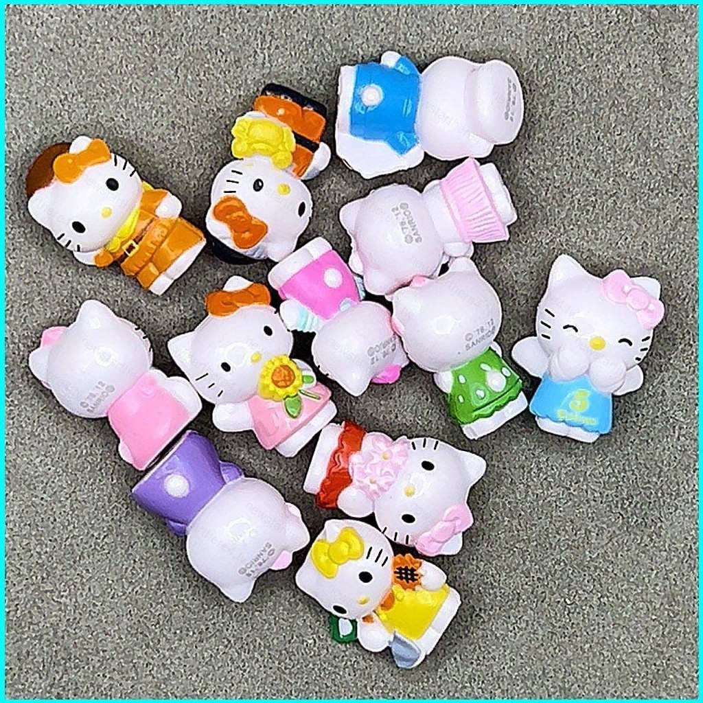 12 件三麗鷗 Hello Kitty 可動人偶 DIY 手機保護套裝飾禮物女孩裝飾收藏模型玩具