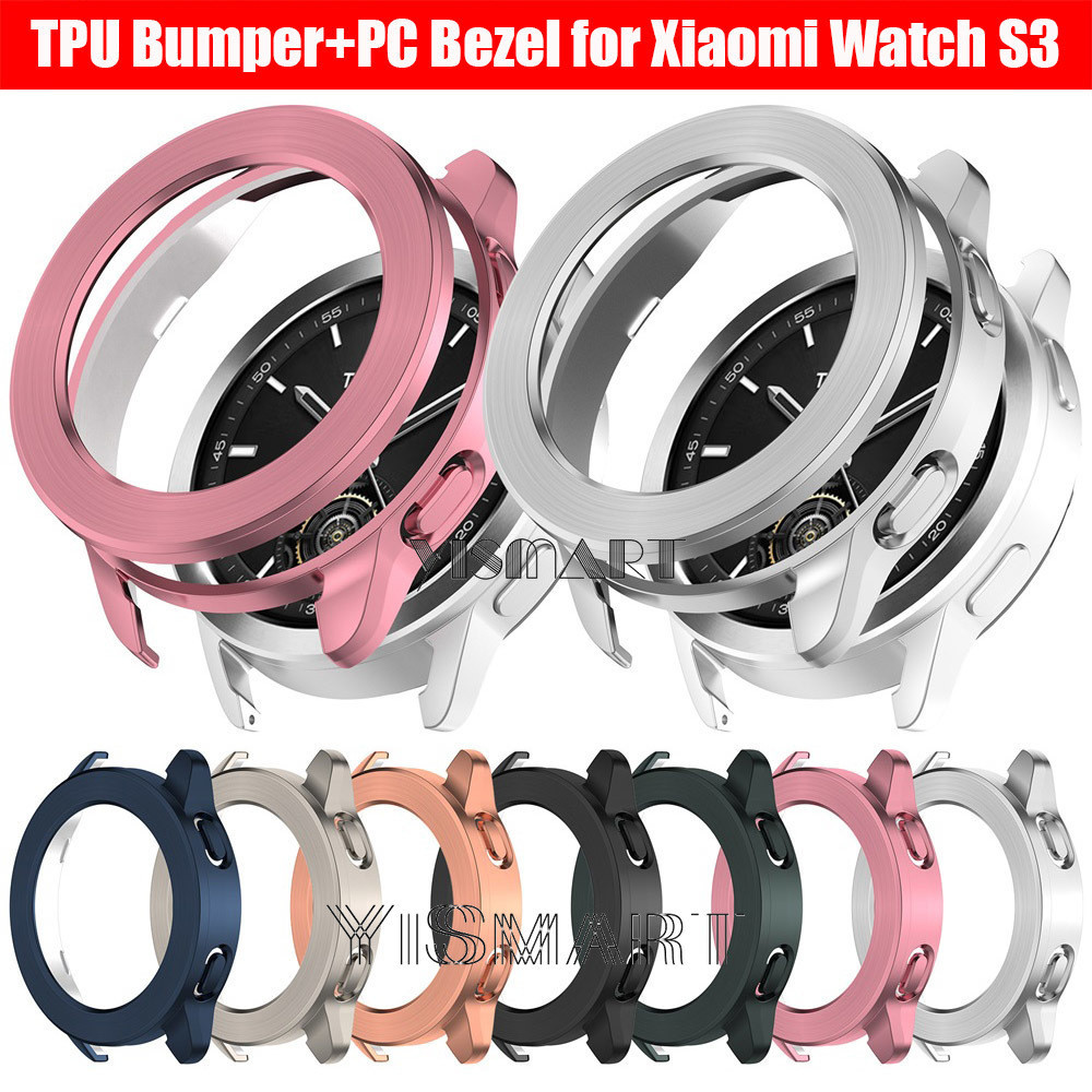 XIAOMI Tpu 保險槓外殼 + PC 擋板環適用於小米手錶 S3 替換保護殼蓋適用於小米手錶 S3 配件