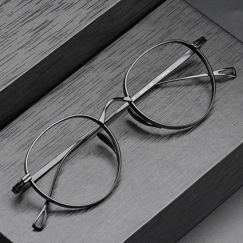 橢圓光學眼鏡架 鈦合金寬邊眼鏡 男女近視眼鏡架