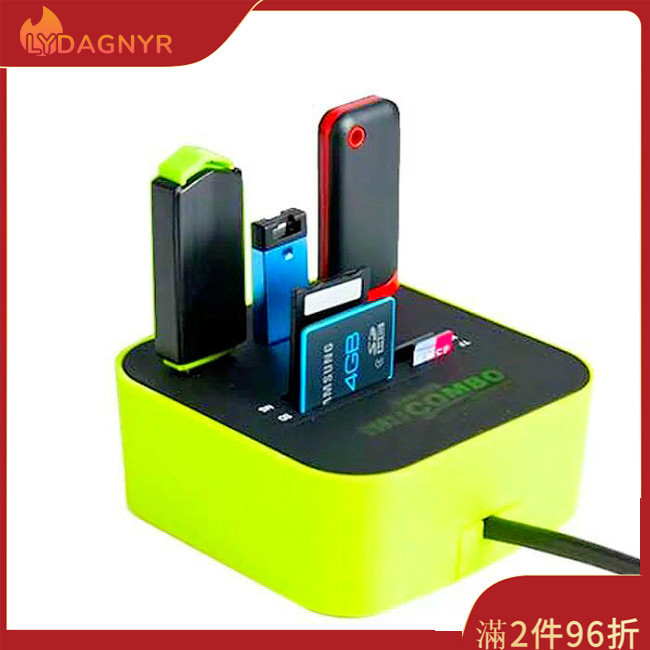 Dagnyr USB HUB Combo 多合一 USB 2.0 Micro SD 高速讀卡器 3 端口適配器連接器,適