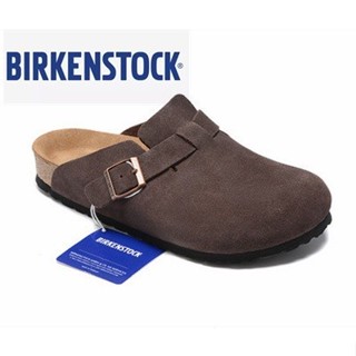 Birkenstock Boston 中性經典軟木咖啡色麂皮拖鞋涼鞋 34-46