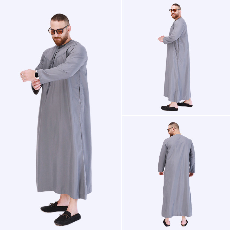 新款男式歐美穆斯林長袍 阿拉伯中東時尚民族服飾 回拜禮服