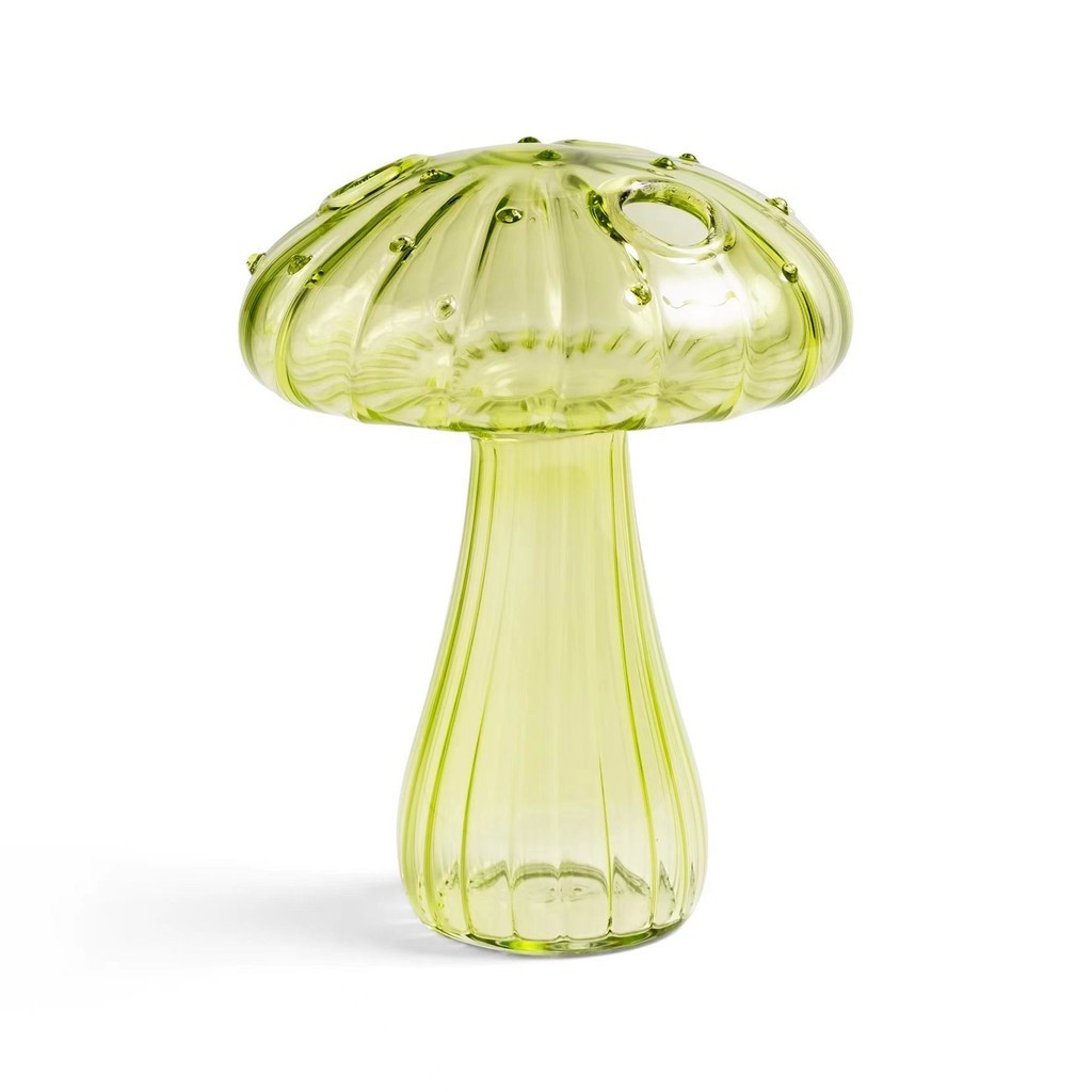 24小時出貨BJ北歐彩色玻璃蘑菇花瓶香薰瓶水培插花玻璃瓶裝飾家居擺件創意批發 OARS