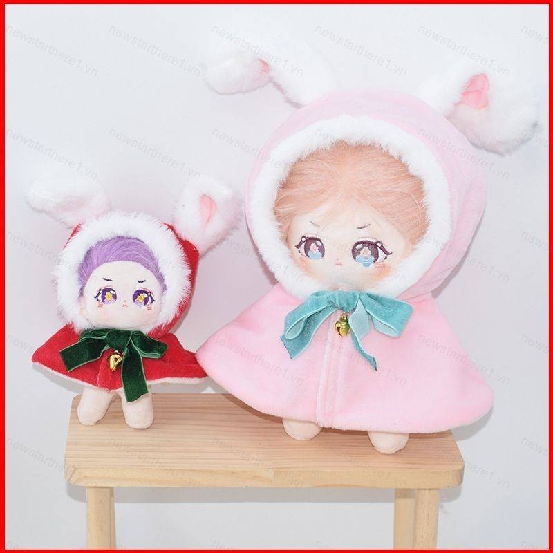 Ere1 10/20cm 無屬性棉布娃娃衣服可愛毛絨兔耳朵斗篷 DIY 娃娃裝扮服裝配飾