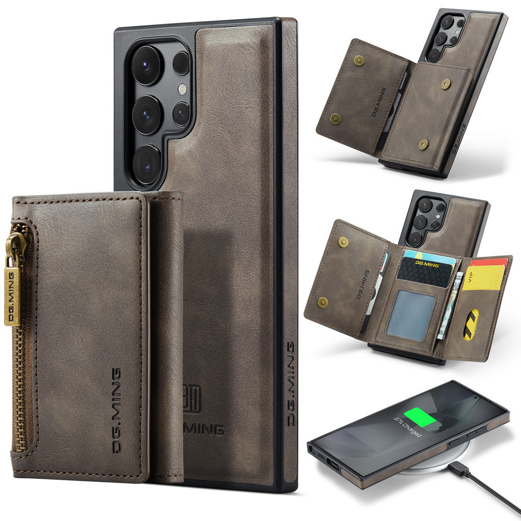 M5適用三星S24 Ultra磁吸分體錢包保護套S24 Ultra側貼手機殼卡包