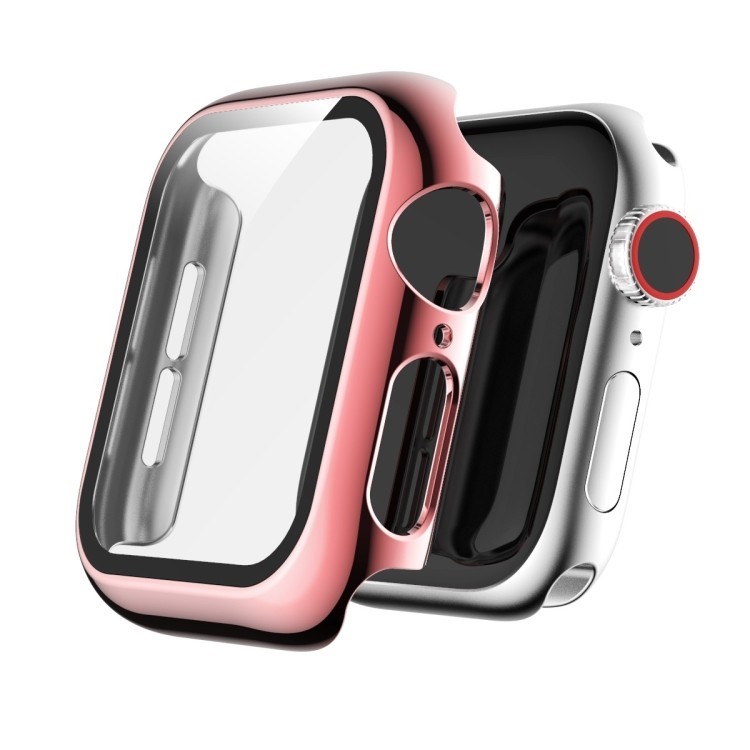 新款 Apple Watch Series 5 和 4 44mm 全覆蓋電鍍玻璃錶殼(粉紅色)