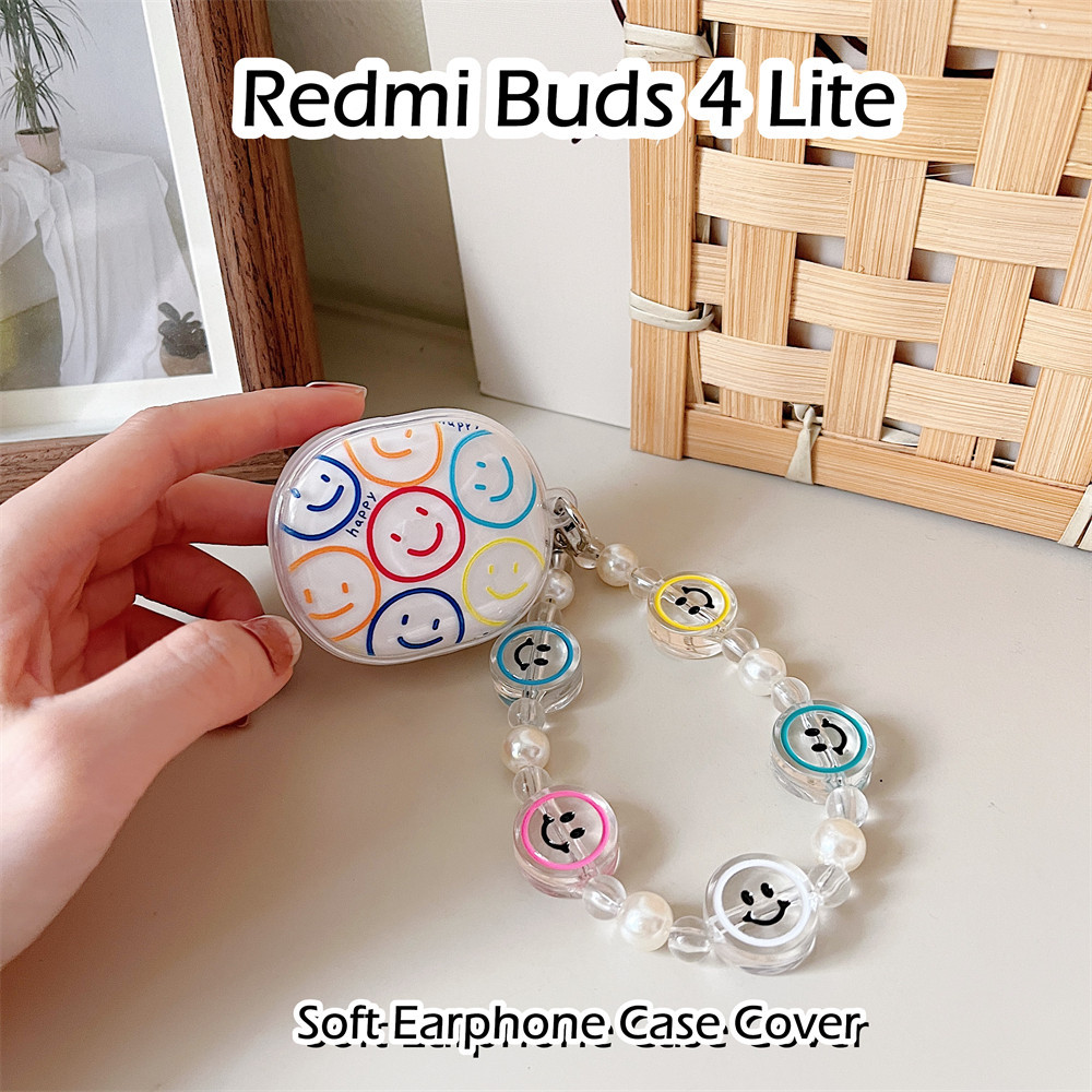 【快速發貨】適用於 Redmi Buds 4 Lite 保護套彩線笑臉圖案軟矽膠耳機套保護套