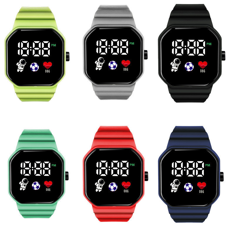 全新 Astro LED 女士手錶數字方形運動學生手錶帶足球風格 WH0513-50