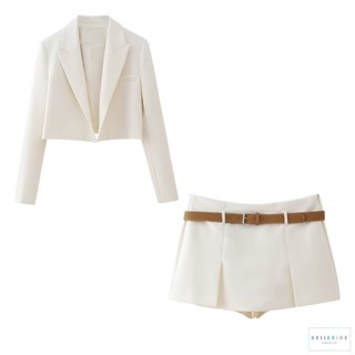 [ BELLERiNE select ] 嚴選 春夏白色西裝套裝長袖外套+短褲裙white suits lowwaist
