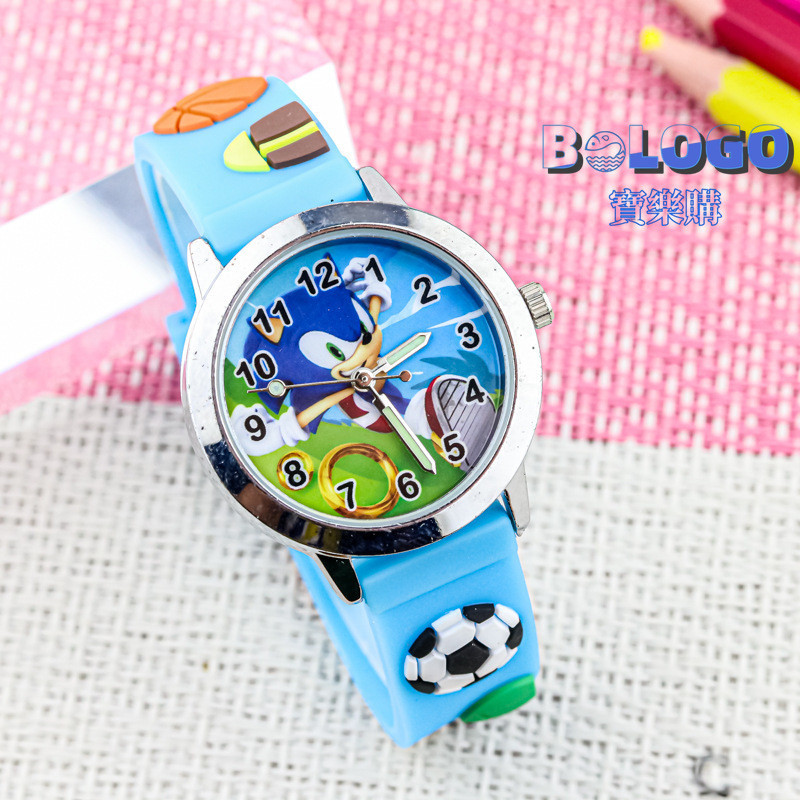 3D索尼克兒童卡通手錶小男孩夜光針足球電子錶新款小朋友石英腕錶