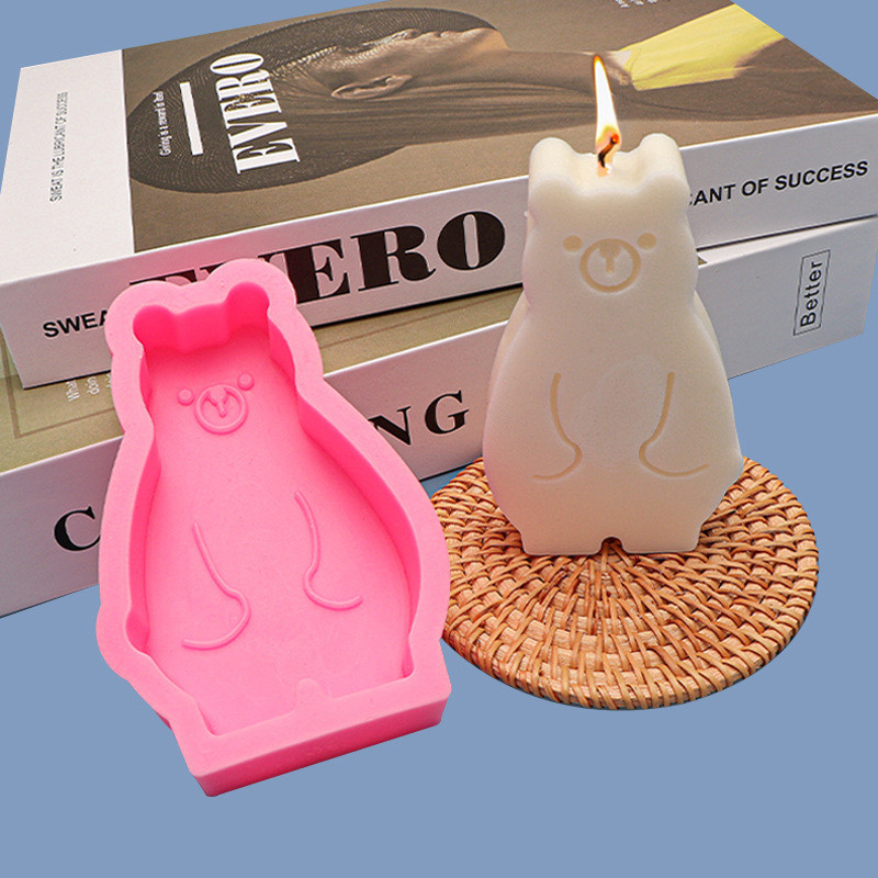 小熊香薰蠟燭幾何擺件 翻糖巧克力粘土矽膠模具 慕斯蛋糕裝飾模具